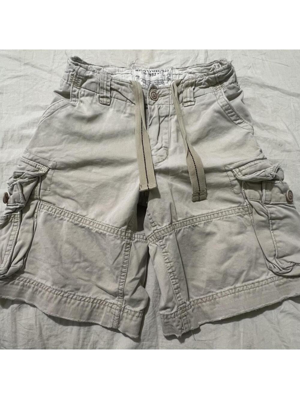 Abercrombie & Fitch Kids Youth Skater Baggy Cargo Shorts Tie Waist Y12 26x8.5